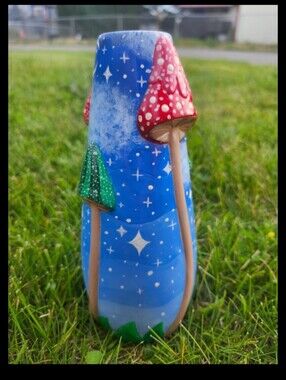 Handpainted Ceramic Mushroom Night Sky